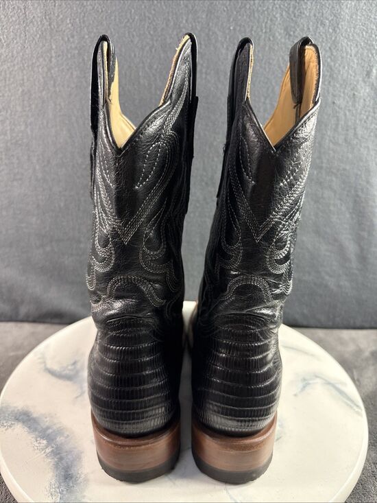 Vaquero Bronco Black Leather Lizard Print Western Cowboy  display picture 1